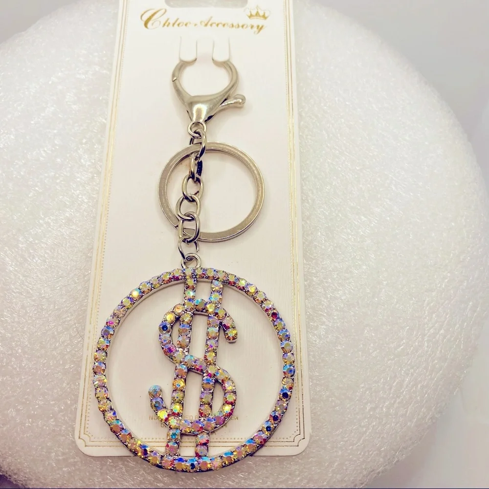 Purse Charm Key Chain Crystals Iridescent